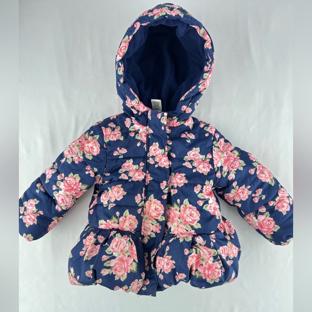 Little Me Fleece Lined Floral Puffer Coat